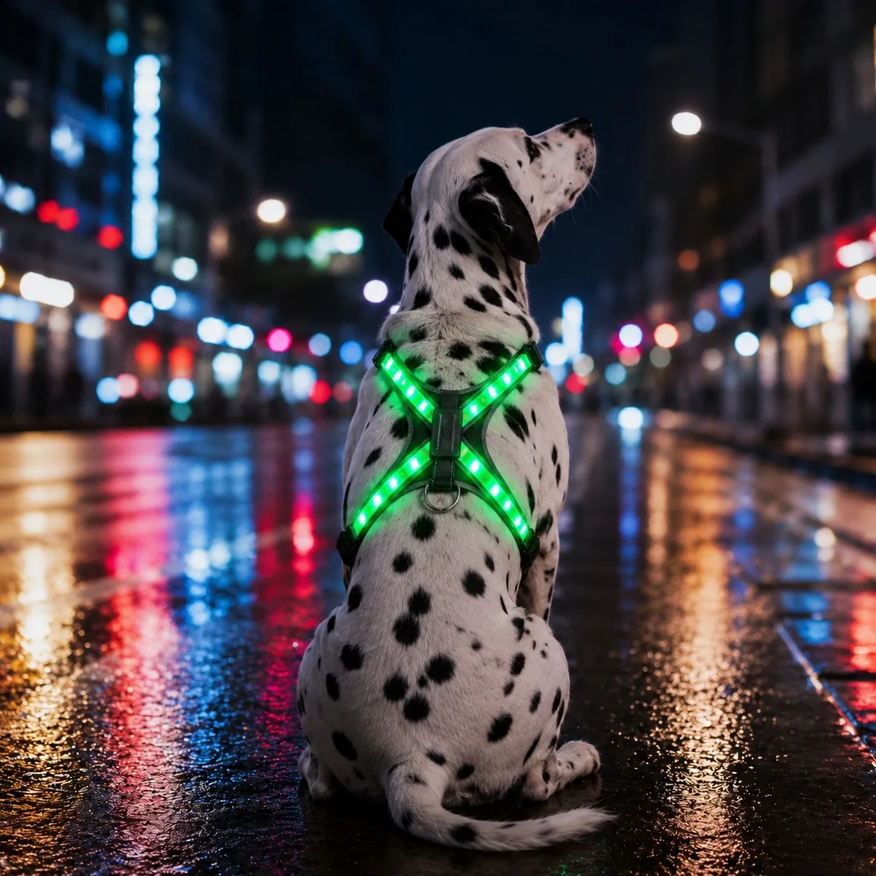 green x shaped led dog harness safety light product
